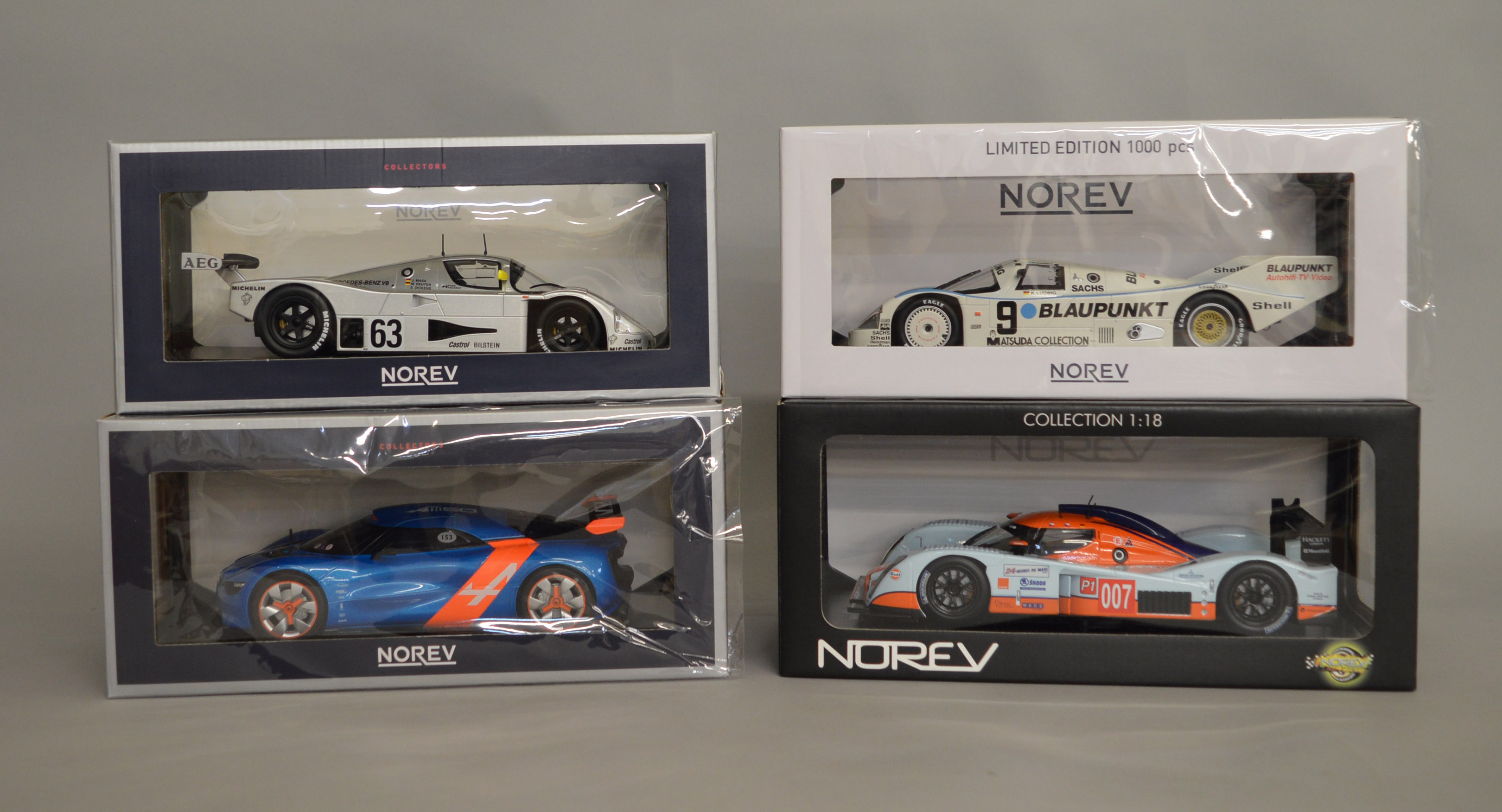 4x Norev 1:18 scale models including Limited Edition Porsche 962- 1000KM Nurburgring, Norev