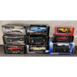 7x 1:18 scale car models including Bburago and Universal Hobbies, together with 2x Bburago 1:24