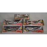 5x 1:18 Scale Ultimate Soldier Xtreme Detail airplane and military vehicle models, boxed.