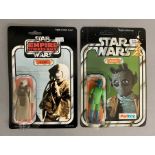 2 Star Wars figures: 4-LOM on Empire Strikes Back 45-back card (sealed) and Greedo on Palitoy 20-bac