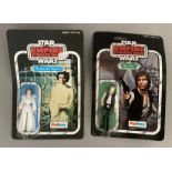 2 vintage Palitoy Star Wars figures still sealed on ESB The Empire Strikes Back backing cards: Princ