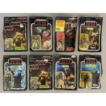 6 vintage Star Wars figures still sealed on ROTJ Return Of The Jedi backing cards: Gamorrean Guard,