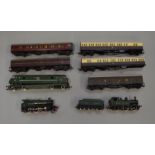 OO Gauge. A mixed lot of locomotives and coaches including Dapol , Mainline and Airfix examples.