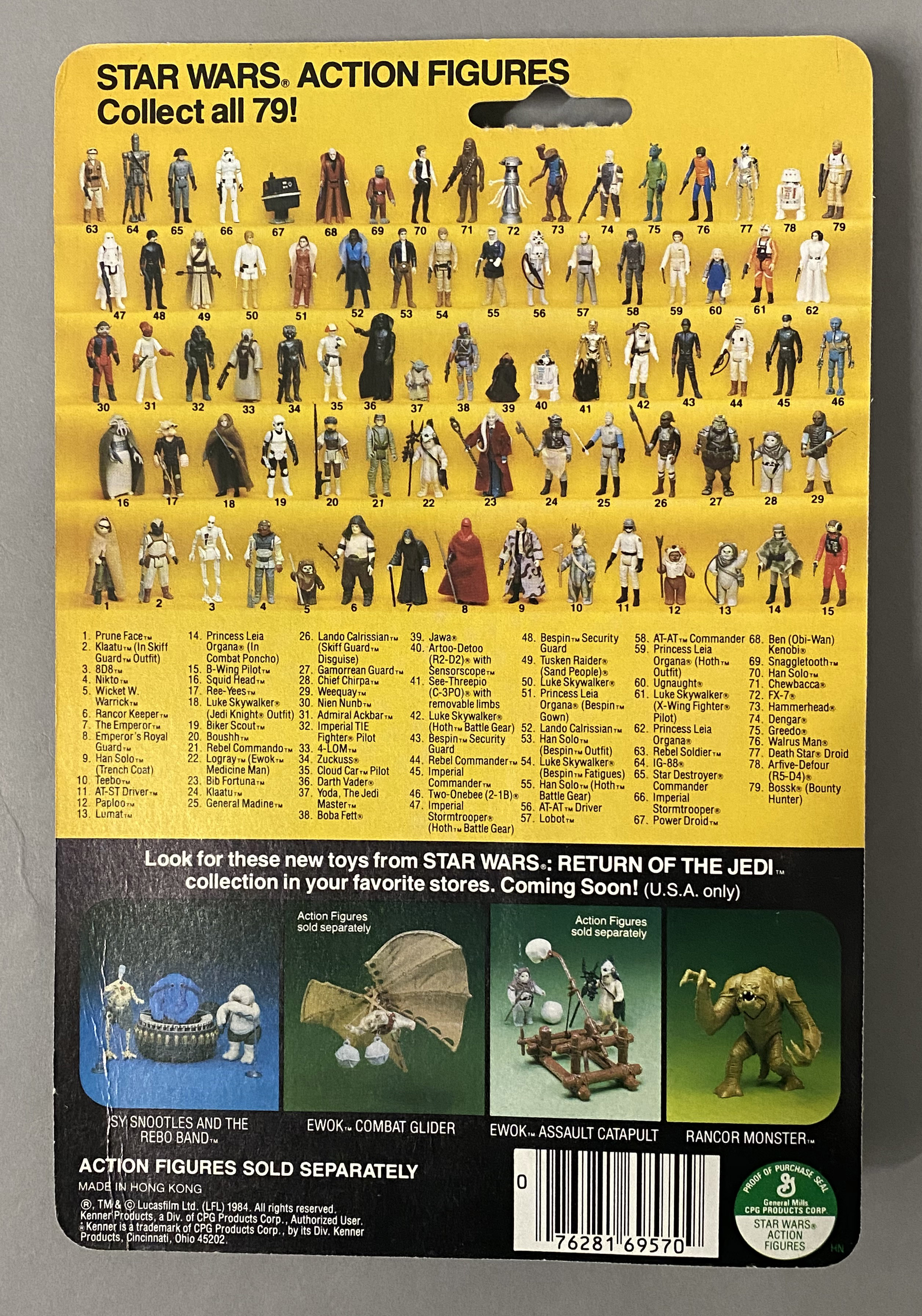 5 vintage Star Wars figures on ROTJ Return Of The Jedi backing cards: Klaatu, Wicket W. Warrick, Log - Image 5 of 11