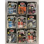 9 Star Wars diecast vehicles by Kenner / Palitoy. All with original cards - AF, none are sealed to c