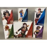 5x DC Comics Bombshells limited edition statues together with a Gotham City Garage Harley Quinn