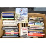 2 boxes of assorted vintage Railway related books, mostly hardback examples.