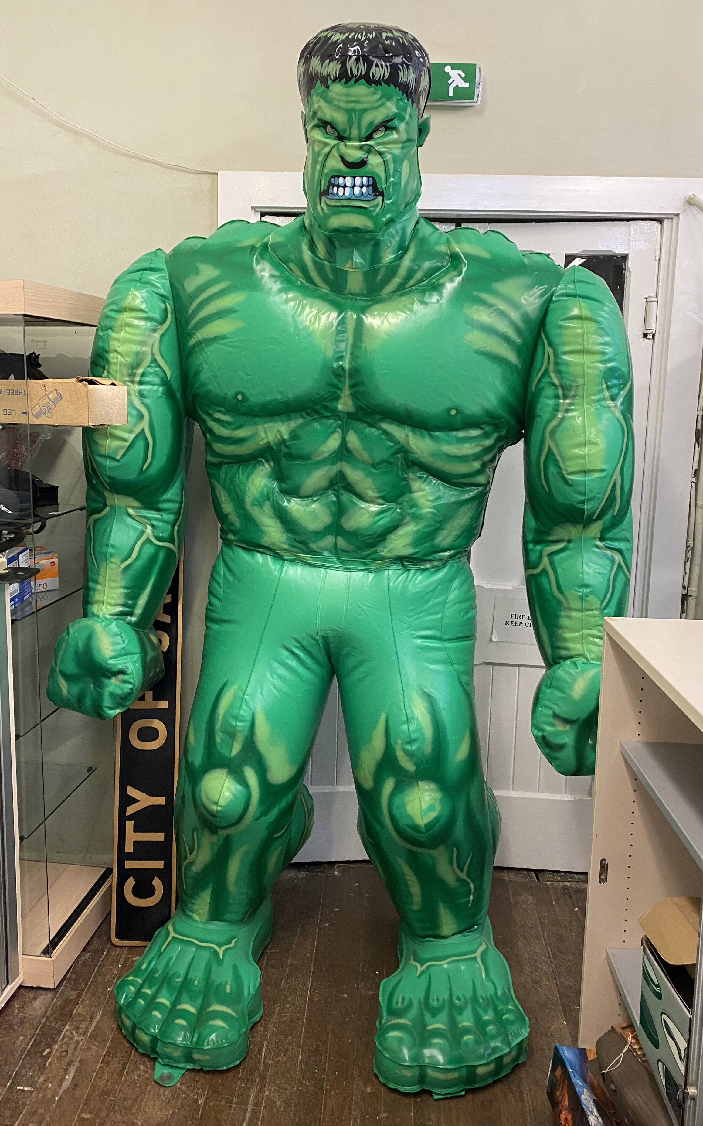 A large life size The Incredible Hulk inflatable, over 7 feet tall. Possible slow puncture as