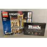 Lego Expert Creator set 10232 Palace Cinema. Appears complete in original box. Together with RISK Ga