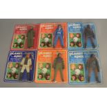 6x Vintage Mego Planet Of The Apes carded figures - note these are not sealed to the cards.