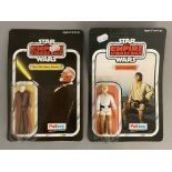 2 vintage Palitoy Star Wars figures still sealed on unpunched ESB The Empire Strikes Back 41-back ba