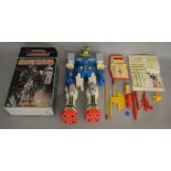 A large vintage Gundam robot figure,made in Italy, with box and accessories.