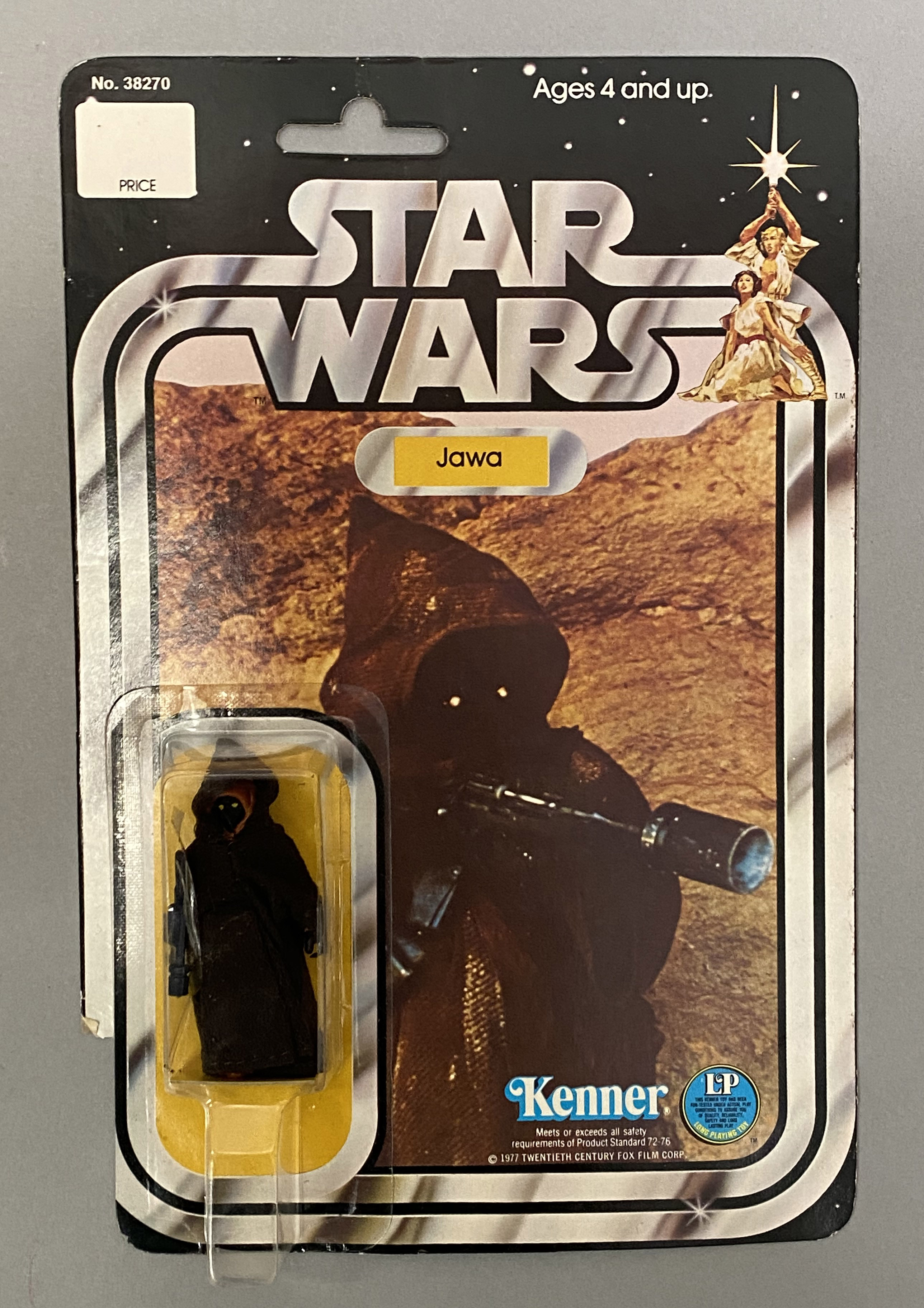 Kenner Star Wars Jawa on 12-back card. Note damage to card in photos. With protective perspex case. - Image 2 of 5