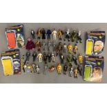 37 vintage assorted sci-fi action figures, mostly appear to be from the Mattel Battlestar Galactica