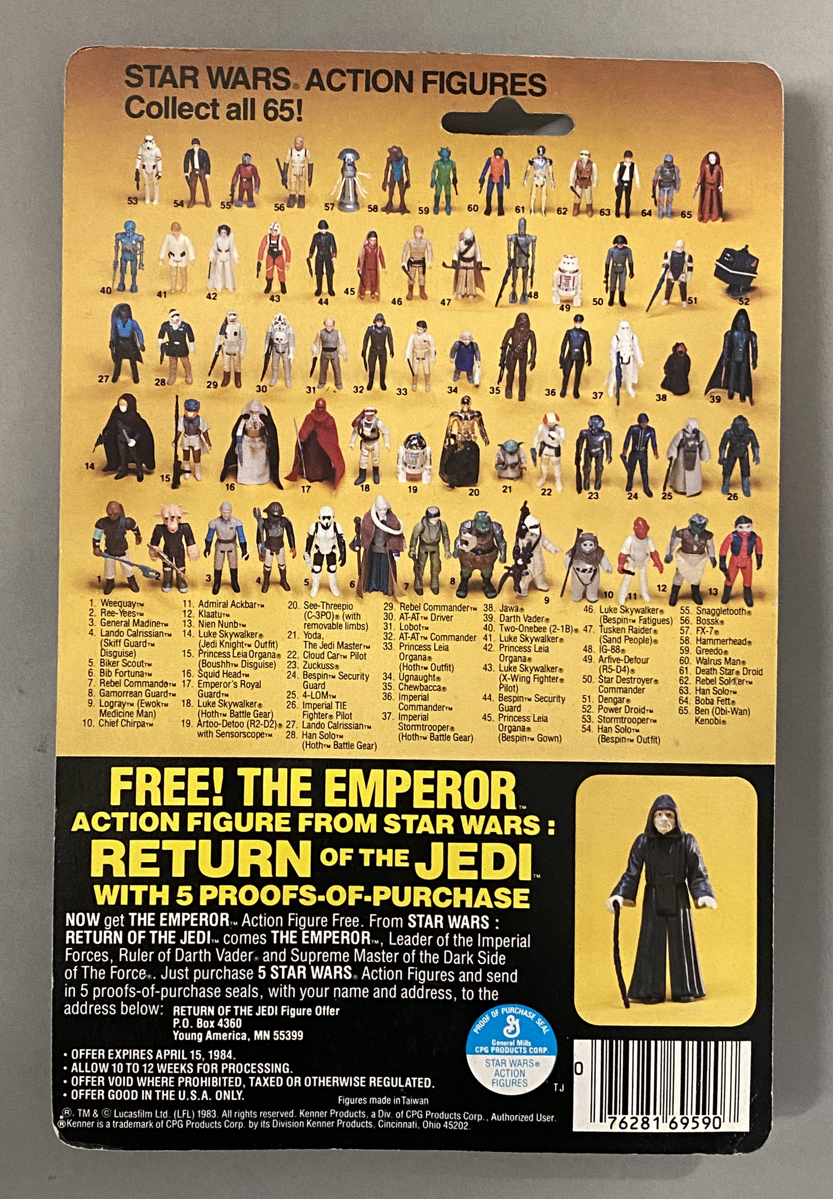 5 vintage Star Wars ROTJ Return Of The Jedi figures on original backing cards: Arfive-Defour (R5-D4) - Image 9 of 12