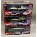 3x James Bond 007 1:18 Scale vehicle models by Joyride: Chevrolet Corvette, Aston Martin V12