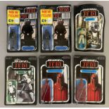 6 vintage Star Wars figures on ROTJ Return Of The Jedi cards - all still sealed: 2x Imperial Gunner,