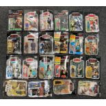 22 assorted vintage Star Wars figures, all removed from cards, cards AF.