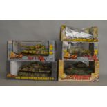 4x 1:18 scale Ultimate Soldier Xtreme Detail military vehicle models together with a 1:32 scale