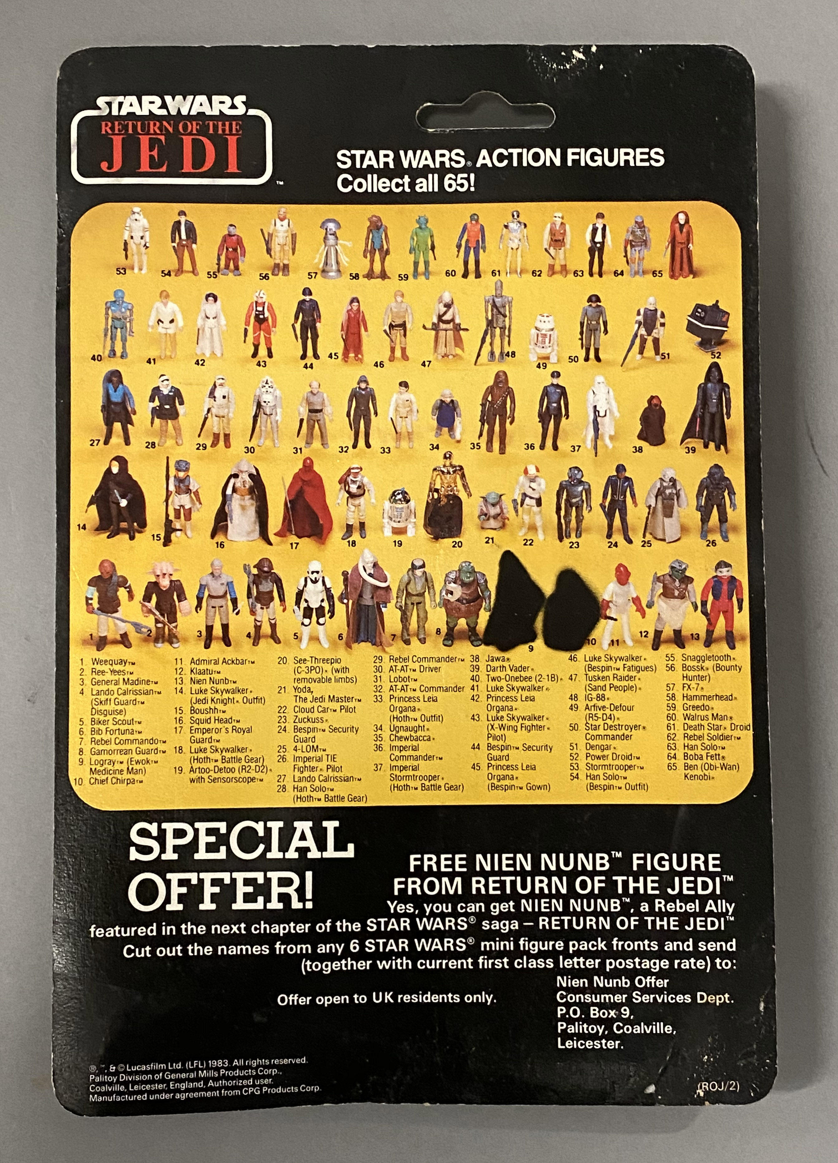 5 vintage Star Wars ROTJ Return Of The Jedi Tri-Logo figures on original backing cards: Prune Face, - Image 5 of 11