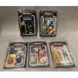 5 vintage Star Wars ROTJ Return Of The Jedi figures on original backing cards: Imperial TIE Fighter