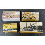 4x Liebherr construction vehicle models including Conrad and IMC models examples, all boxed.