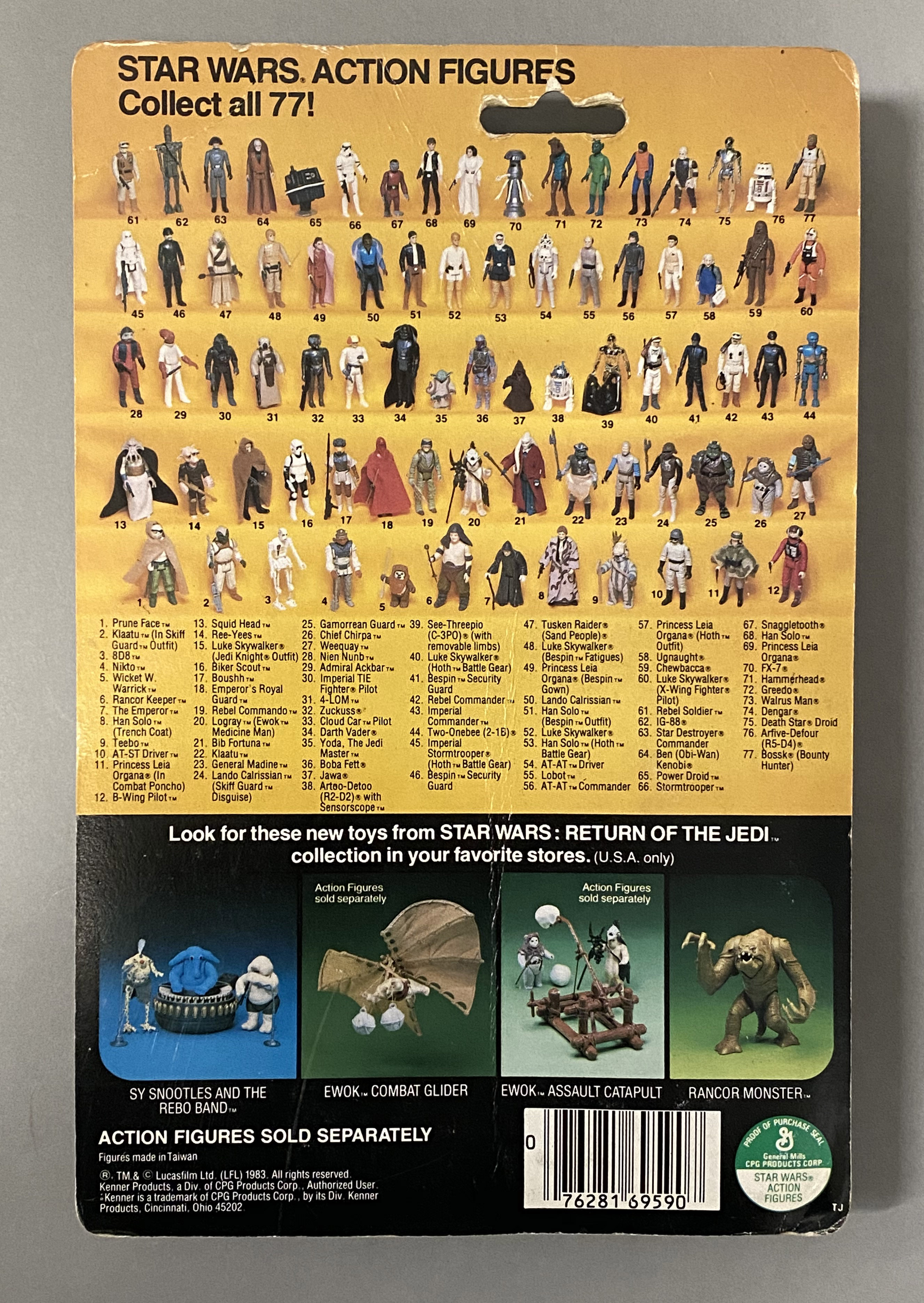 5 vintage Star Wars figures on original backing cards: Bib Fortuna, Klaatu (in Skiff Guard Outfit), - Image 3 of 11