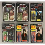 6 vintage Star Wars figures still sealed on ROTJ Return Of The Jedi backing cards: 2x Chief Chirpa,
