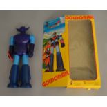 A vintage Goldorak robot figure, with box by Fabianplastica Italiana.