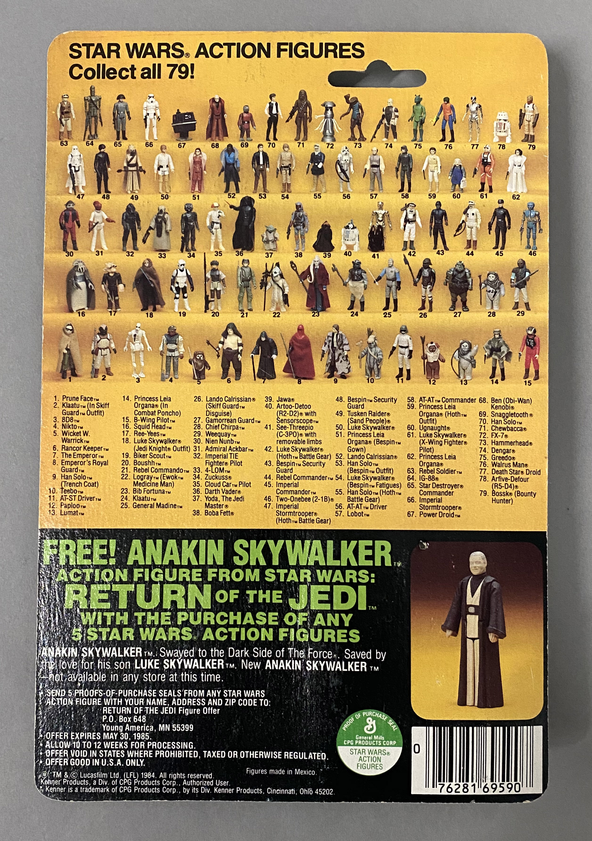 5 vintage Star Wars figures on ROTJ Return Of The Jedi backing cards: Klaatu, Wicket W. Warrick, Log - Image 9 of 11