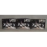 3x Aoshima UFO Moonbase model kits. (Contents not checked for completeness)