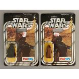 2 vintage Palitoy Star Wars Jawa figures still sealed on 12-back cards, both unfortunately have had