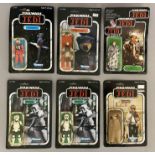 6 vintage Star Wars figures still sealed on ROTJ Return Of The Jedi backing cards: B-WIng Pilot, Pri