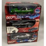 3x James Bond 007 1:18 Scale vehicle models by Joyride: Lotus Esprit, Jaguar XKR Roadster, Aston