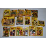 16x Indiana Jones carded and boxed figures and sets including vintage Kenner examples.