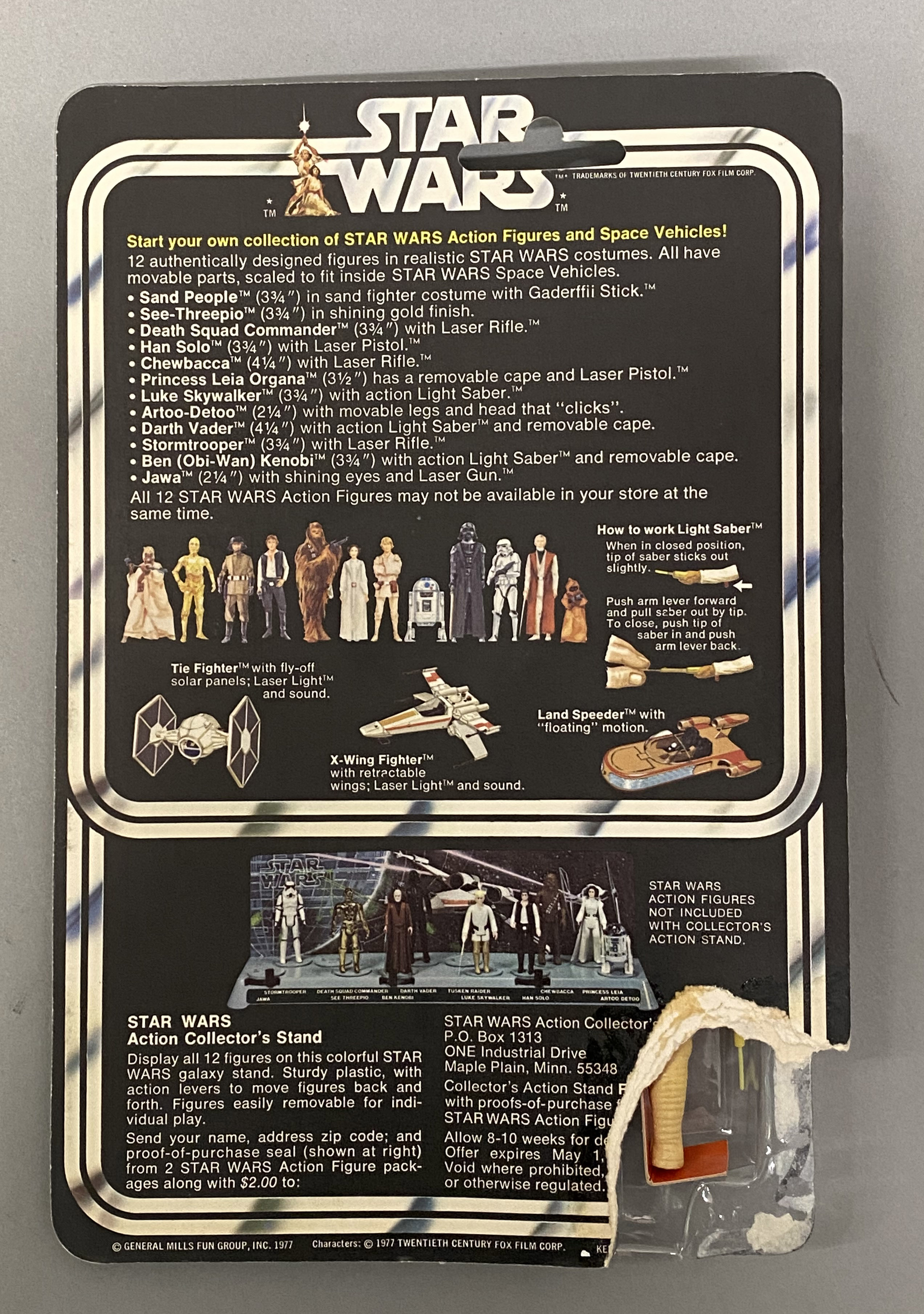 Kenner Star Wars Luke Skywalker on 12-back card. With hard plastic protective case. Note damage to c - Image 3 of 3