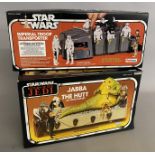 2 boxed Star Wars sets: Imperial Troop Transporter and Jabba The Hut Action Playset.