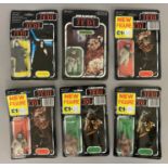 6 vintage Star Wars figures still sealed on ROTJ Return Of The Jedi backing cards: The Emperor, Chie