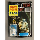 Star Wars Artoo-Detoo (R2-D2) with pop-up Lightsabre on Tri-Logo ROTJ Return Of The Jedi backing car