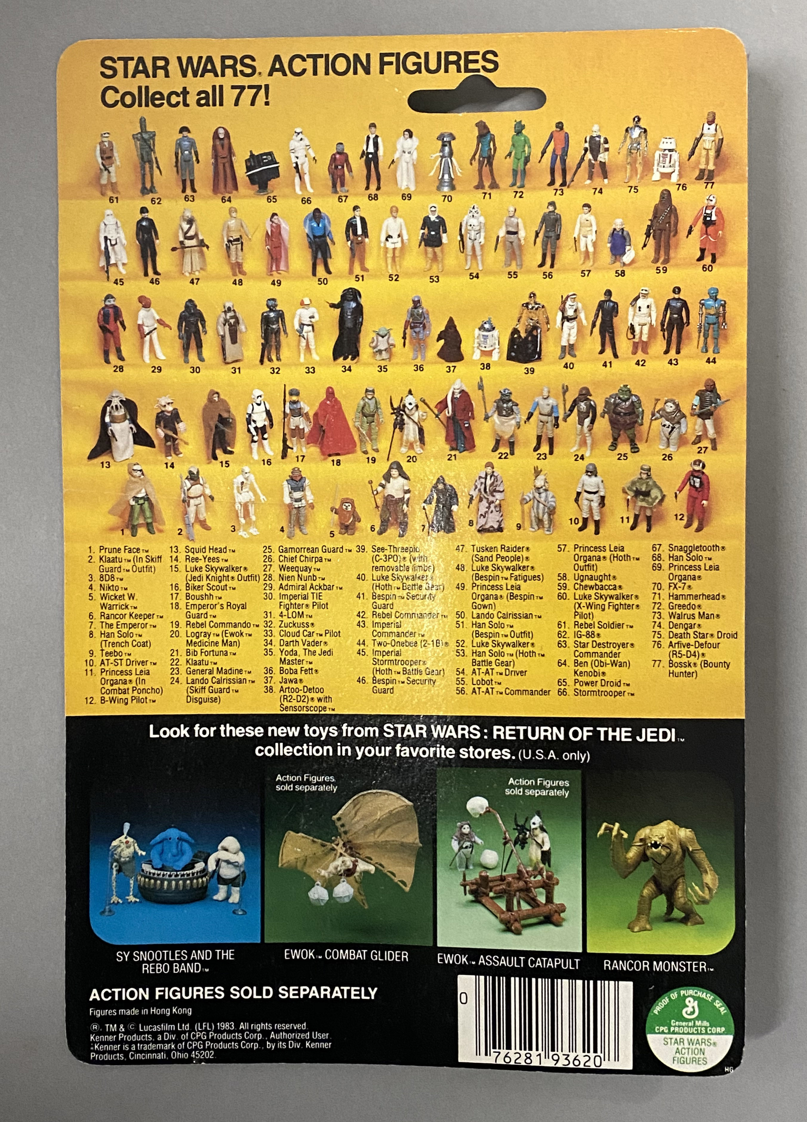 5 vintage Star Wars figures on original backing cards: Bib Fortuna, Klaatu (in Skiff Guard Outfit), - Image 7 of 11