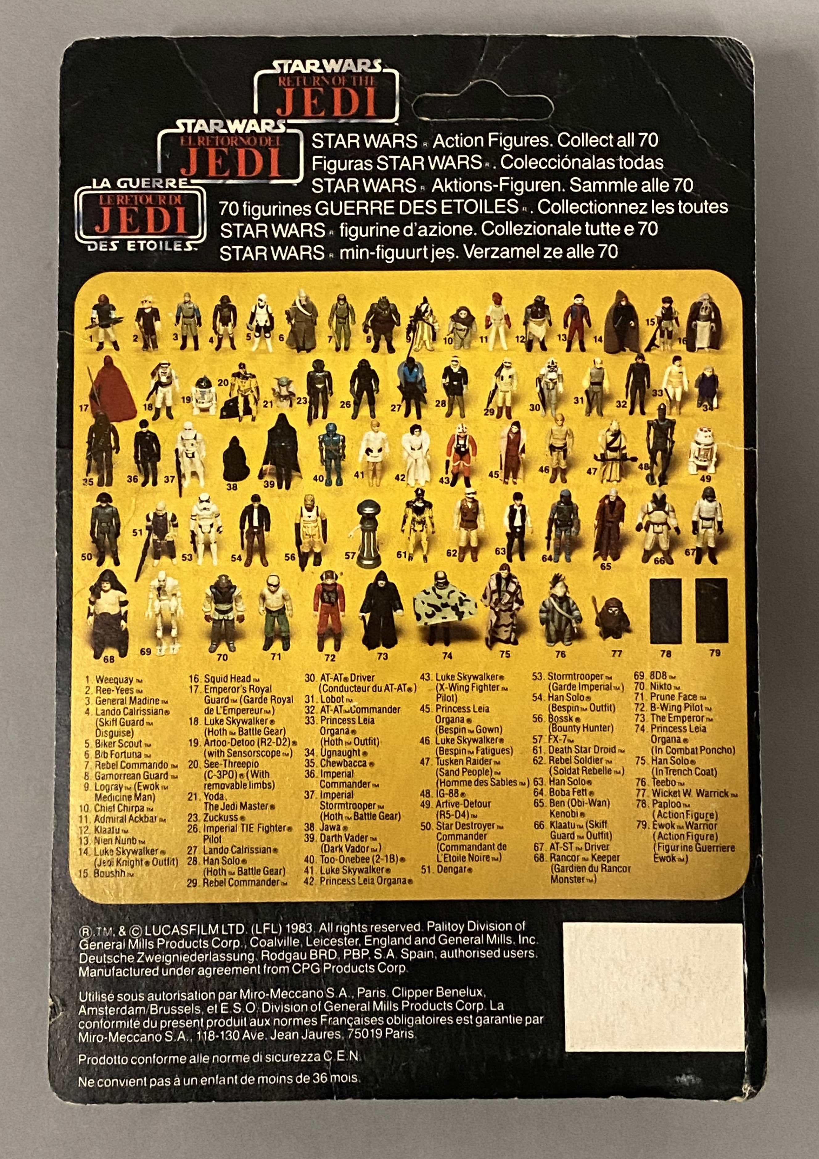 Vintage Star Wars ROTJ Return Of The Jedi Tri-Logo Amanaman figure on original backing card. With pr - Image 2 of 2