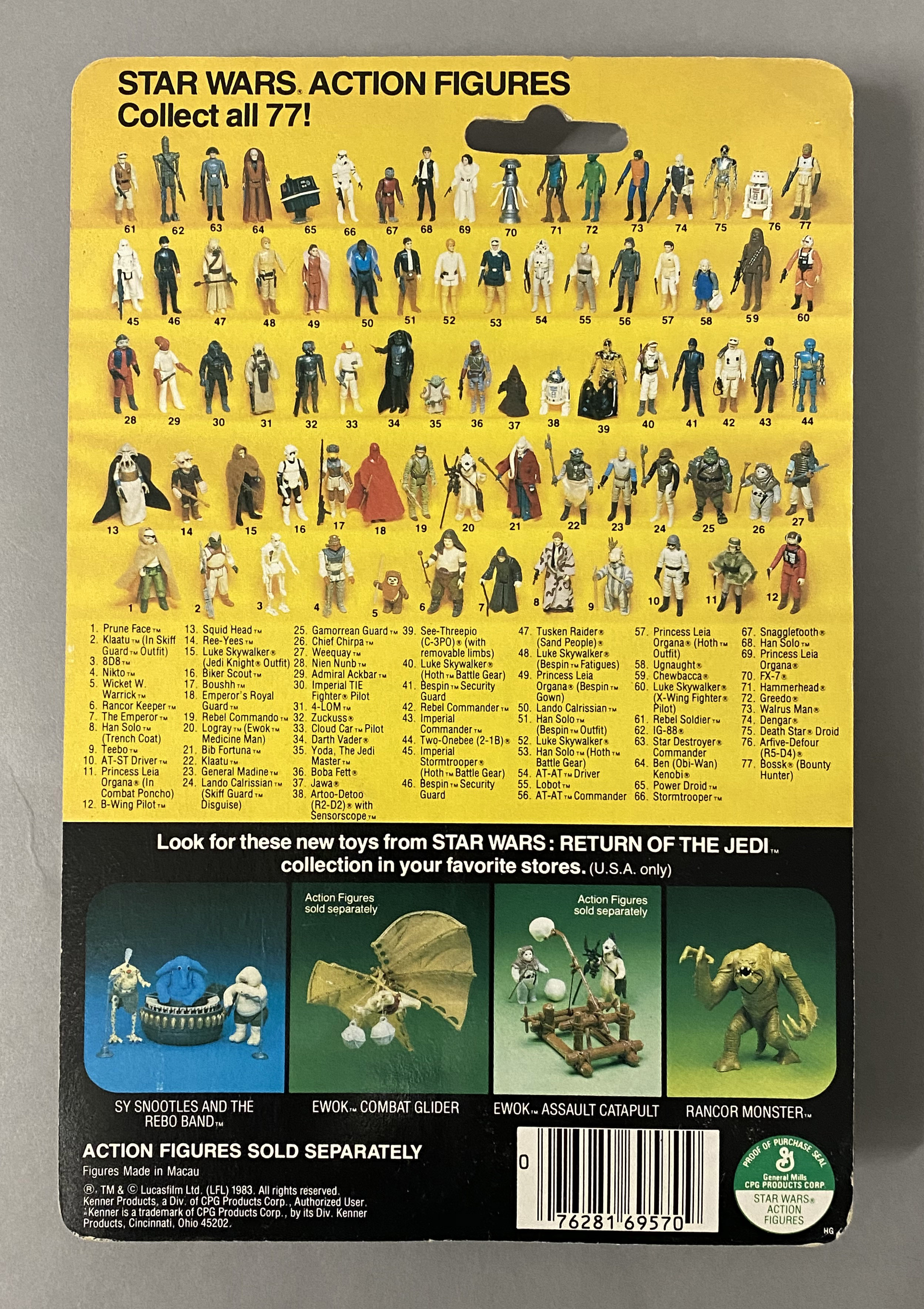 5 vintage Star Wars figures on ROTJ Return Of The Jedi backing cards: Klaatu, Wicket W. Warrick, Log - Image 7 of 11