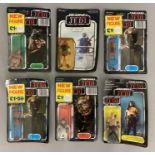 6 vintage Star Wars figures still sealed on ROTJ Return Of The Jedi backing cards: Romba, Weequay, 2