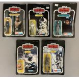 5 vintage Star Wars figures on ESB Empire Strikes Back cards - all still sealed: Imperial Commander,