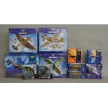 7x Corgi Aviation Archive models together with 2x Gonio 1:24 scale military vehicle models, all