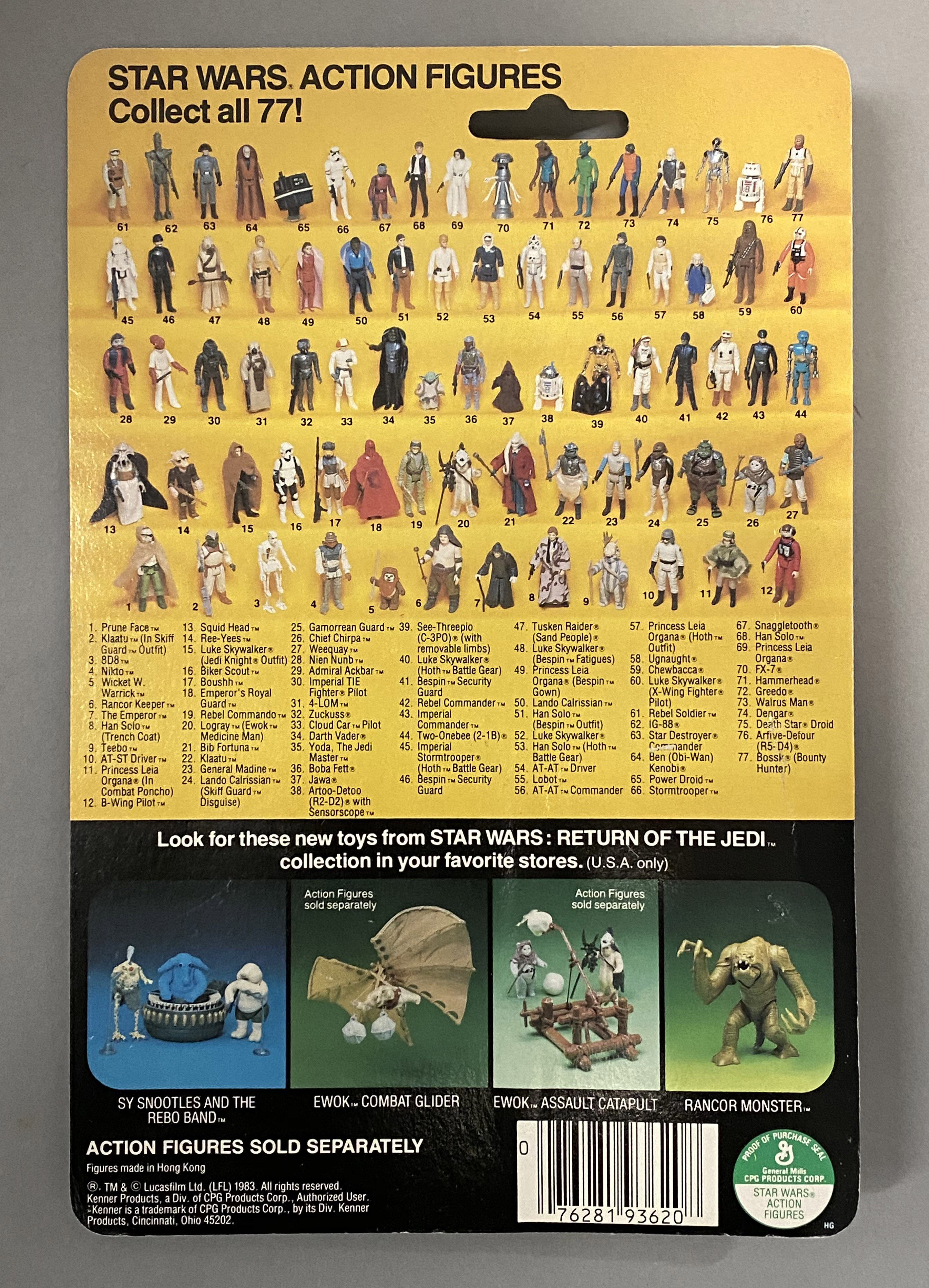 5 vintage Star Wars ROTJ Return Of The Jedi Tri-Logo figures on original backing cards: Prune Face, - Image 7 of 11