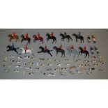 Approx 65 vintage lead and white metal Hunting figures, including some repaints.