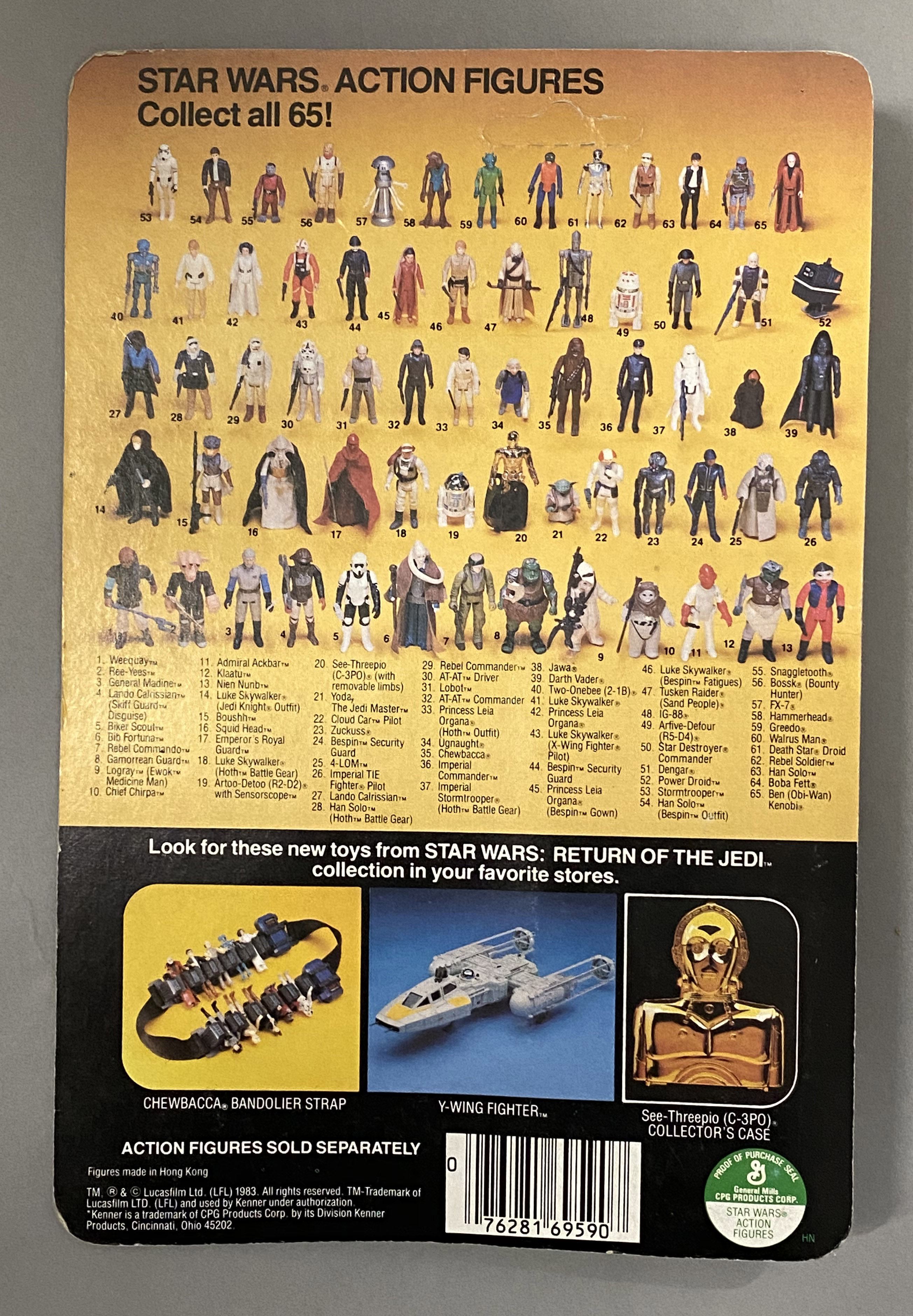 5 vintage Star Wars ROTJ Return Of The Jedi figures on original backing cards: Imperial TIE Fighter - Image 3 of 11