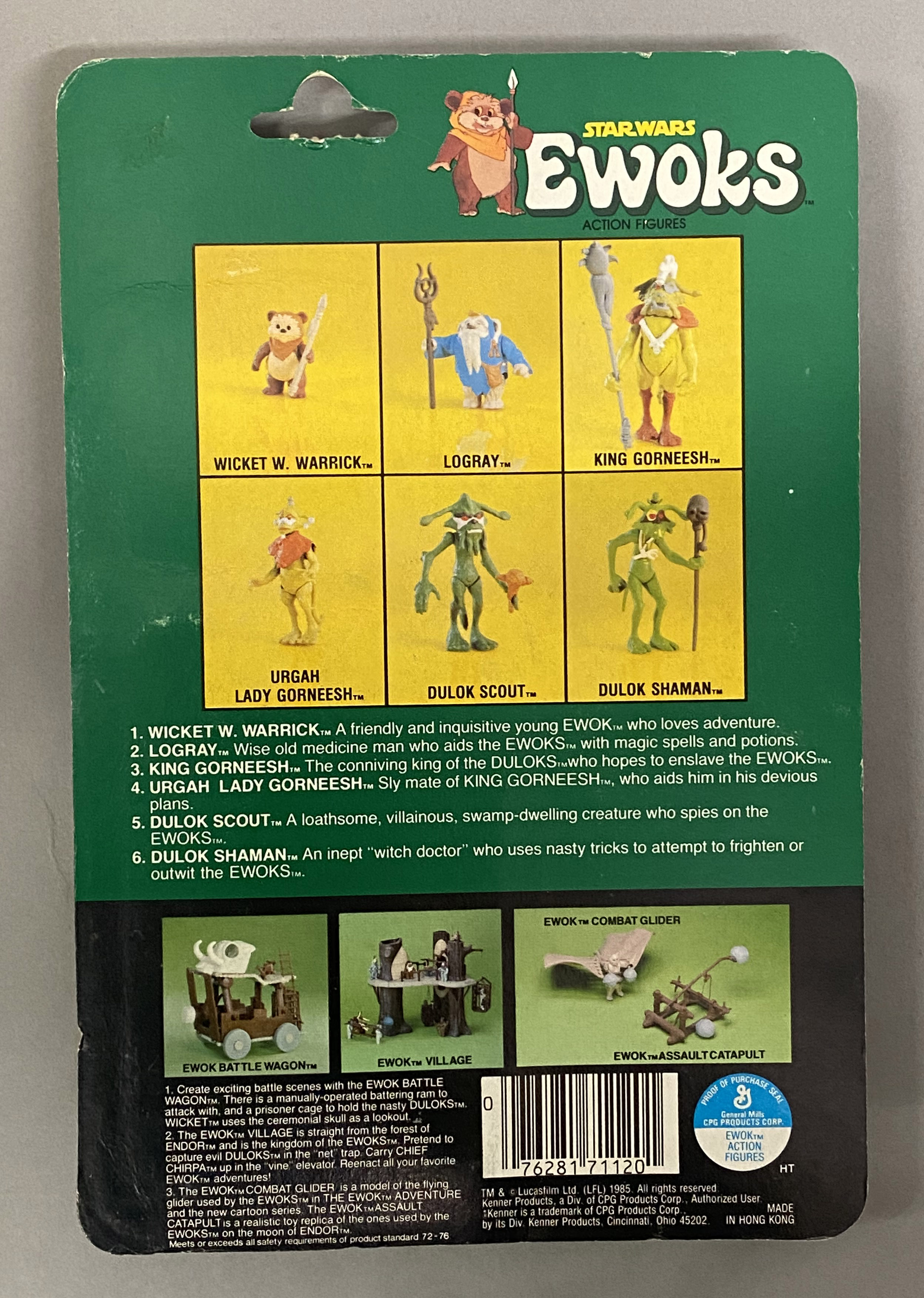 4 vintage Kenner Star Wars figures on Ewok backing cards: Logray, Dulok Scout, King Gorneesh and Sha - Image 5 of 9