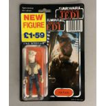 Star Wars Yak Face figure on Tri-Logo ROTJ Return Of The Jedi backing card. Sealed to card.